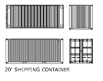 20 Foot Sea Container – free CAD block preview