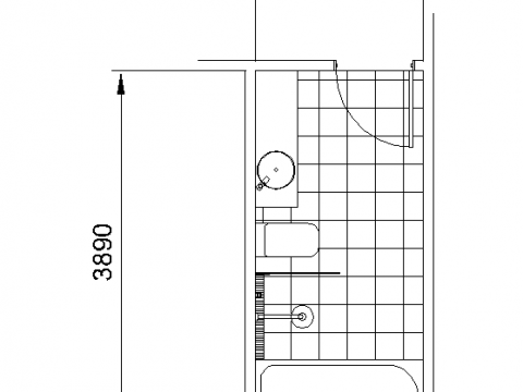 Bathroom Layout - Long Rectangle CAD block preview