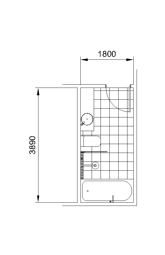 Bathroom Layout - Long Rectangle – free CAD block preview