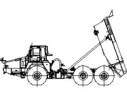 KOMATSU HM 400-2 Articulated Dump Truck Side View with tipping tray CAD block preview