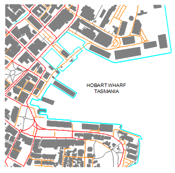 Map of Hobart Wharf - Tasmania – free CAD block preview