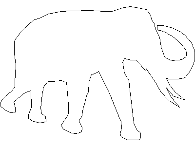 Outline of an Elephant with Raised Trunk – free CAD block preview