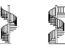 Spiral stair in elevation CAD block preview
