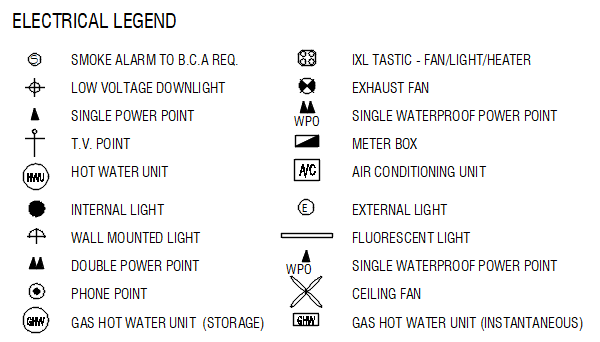 Domestic Electrical Legend – free CAD block preview