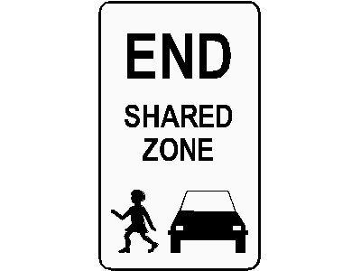 End Shared Zone Traffic Sign – free CAD block preview