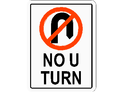 No U-Turn Traffic Sign – free CAD block preview