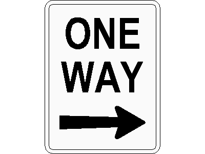 One Way Right Traffic Sign – free CAD block preview