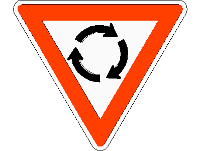 Roundabout Giveway Traffic Sign – free CAD block preview