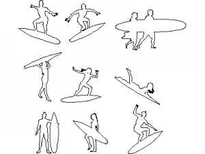 People Surfing CAD block preview