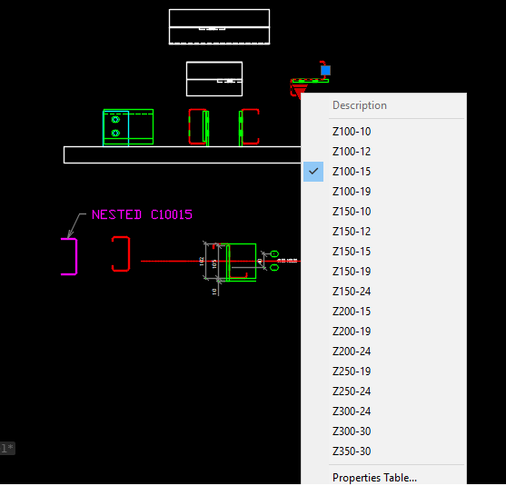 C and Z Purlins - Full Attributes – free CAD block preview