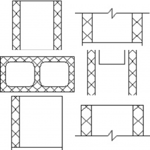 190mm wide CMU - block wall CAD block preview