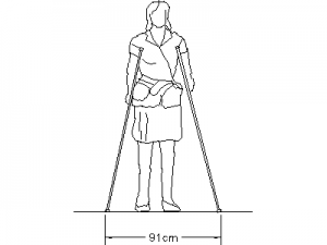 Female on Crutches - Elevation CAD block preview