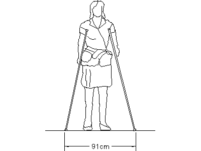 Female on Crutches - Elevation – free CAD block preview