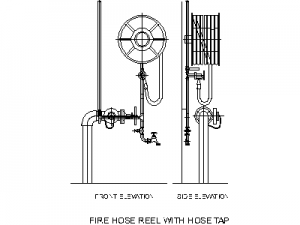 Fire Hose Reel with Hose Tap CAD block preview