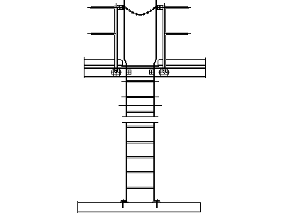 Steel Ladder with Cage - Front View – free CAD block preview