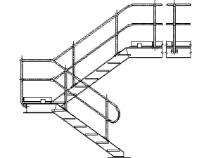 Steel Stair with Handrail CAD block preview
