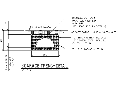 230 arch soakage trench detail – free CAD block preview