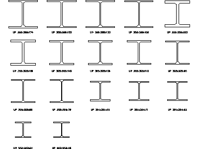 UP Bearing Pile - Cross Sections – free CAD block preview