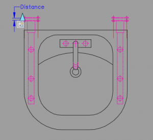 Frame mounted stainless steel sink CAD block preview