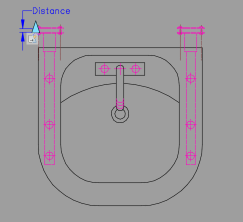 Frame mounted stainless steel sink – free CAD block preview