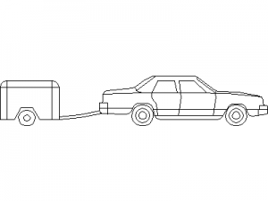 Sedan with trailer CAD block preview
