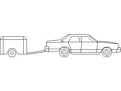 Sedan with trailer – free CAD block preview