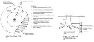 Excavation Around Trees and Near New Retaining Wall CAD block preview
