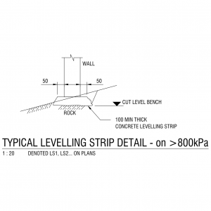 Typical Levelling Strip Detail on greater 800 kPa Rock CAD block preview