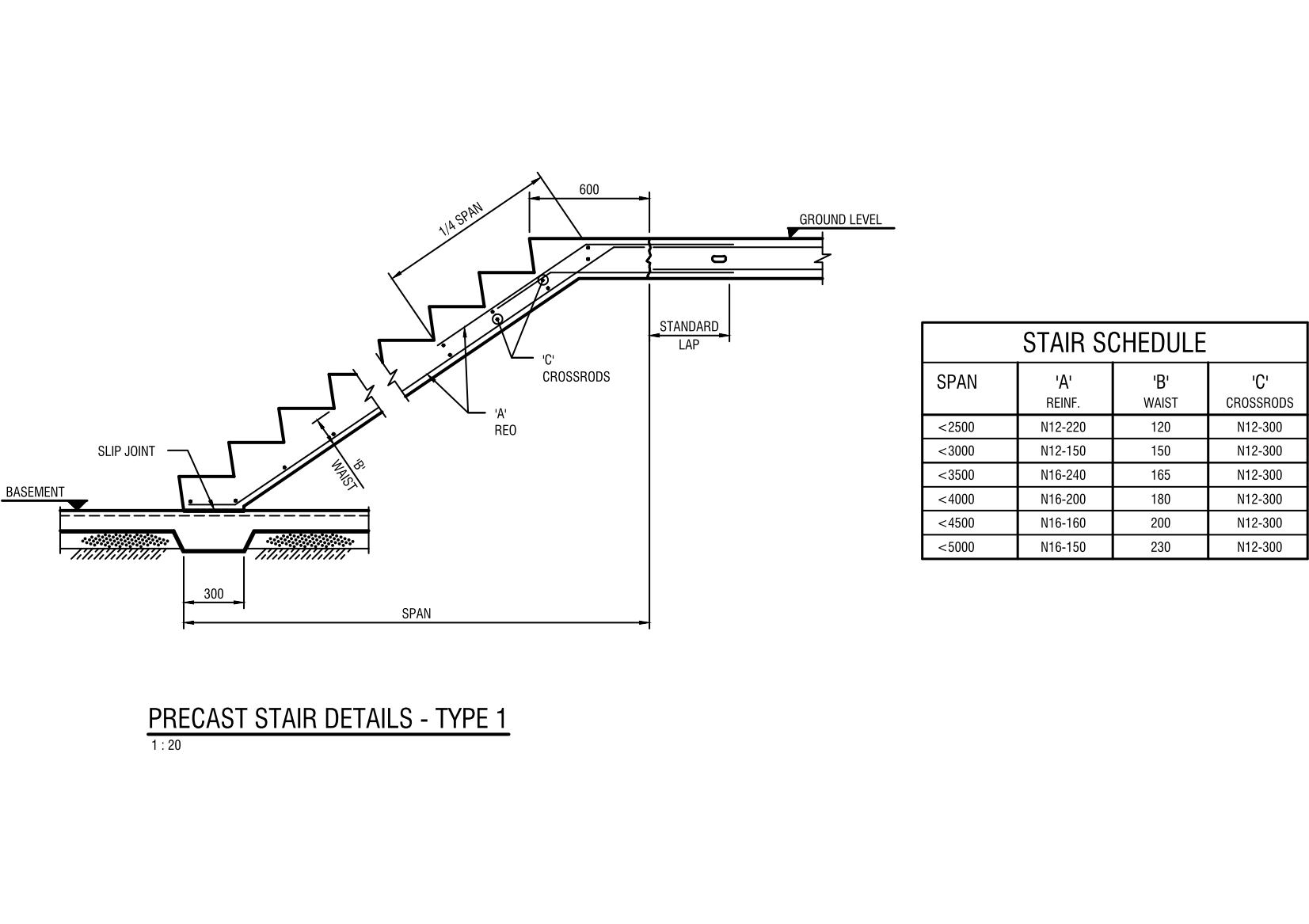 Typical Precast Stair Detail – free CAD block preview