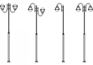 Light Pole Collection - Elevations CAD block preview