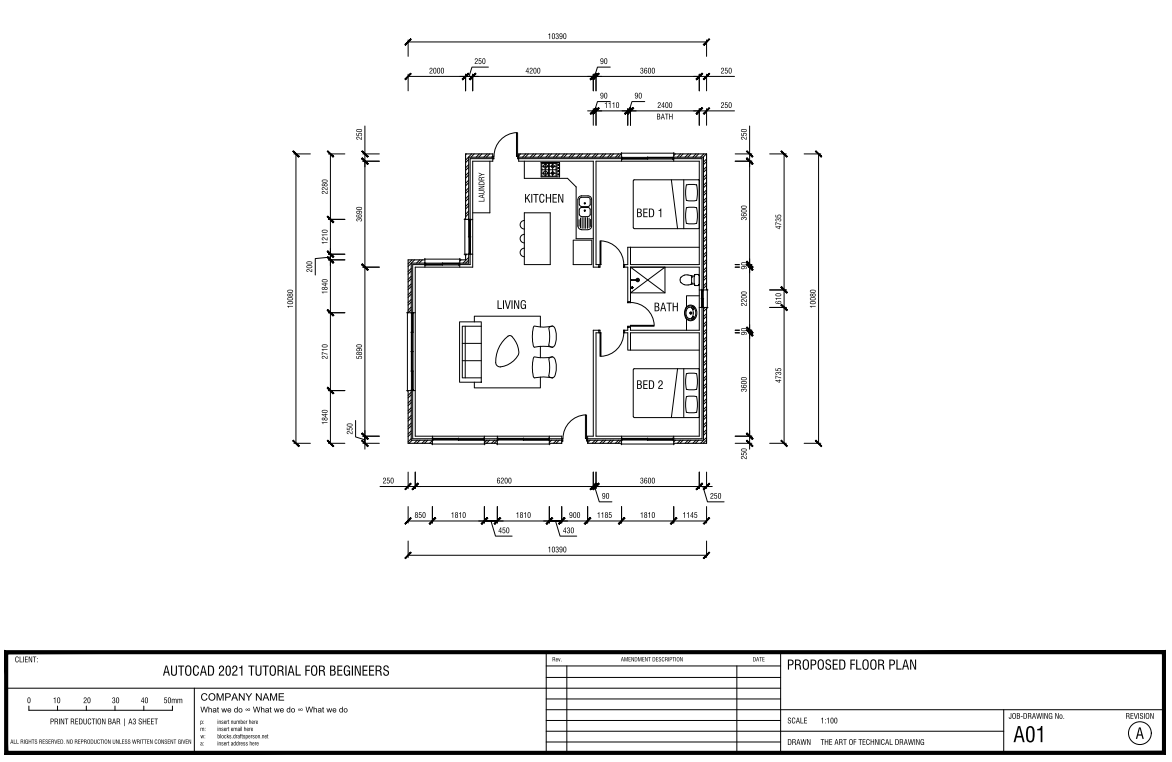 AutoCAD Tutorial - Draw A House Floor Plan – free CAD block preview