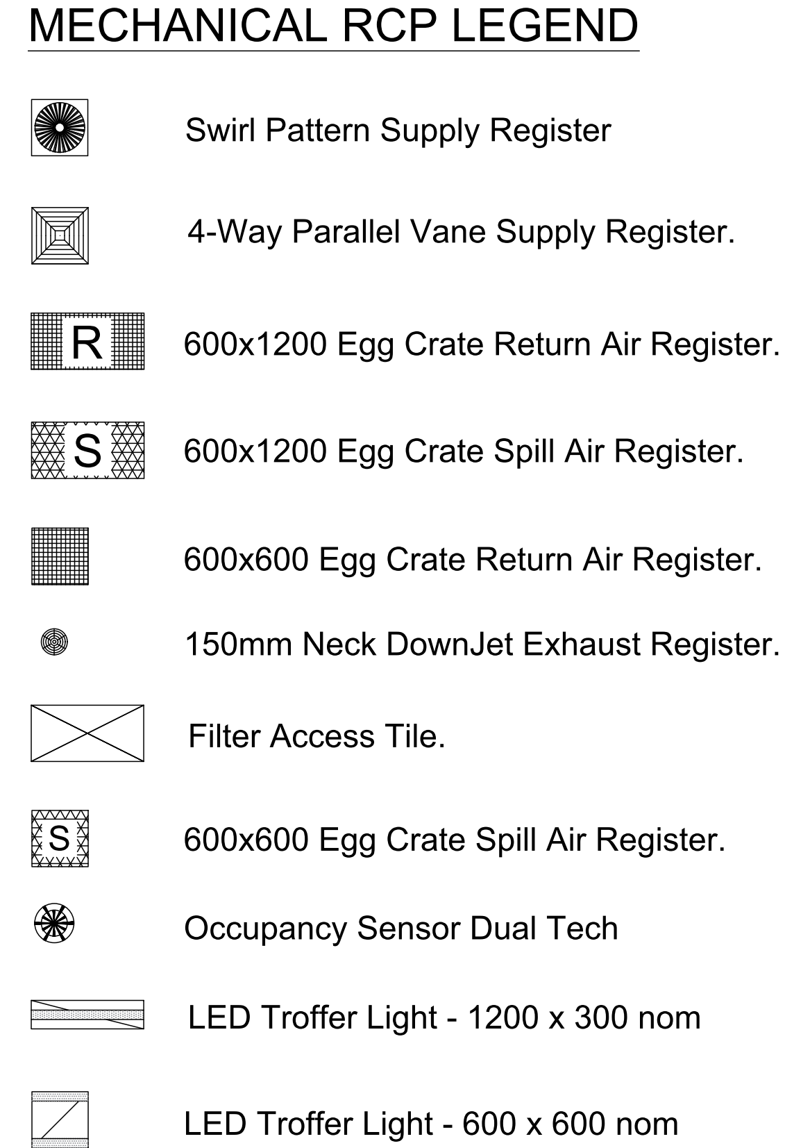 Mechanical RCP Legend – free CAD block preview