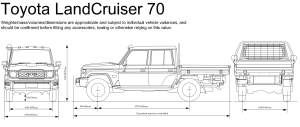 Toyota LandCruiser 70 Dual Cab with tray CAD block preview