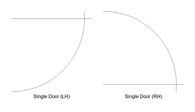 18in Single Doors - Left and Right Hand (Plan) CAD block preview