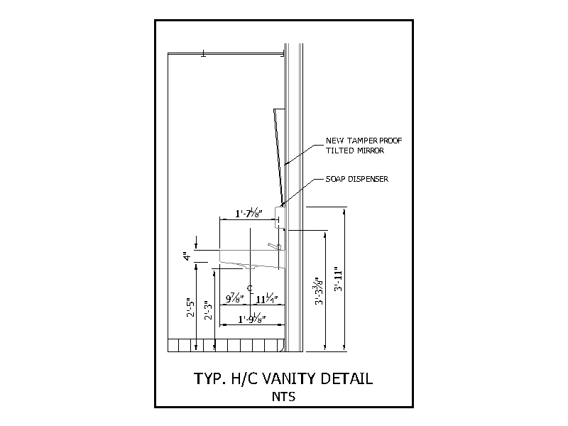 Accessible Vanity Detail 2 - Tilted Mirror – free CAD block preview
