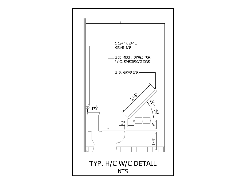 Accessible WC Grab Bar Detail – free CAD block preview