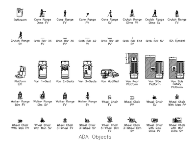 ADA Compliance Library - Americans with Disabilities Act CAD block preview