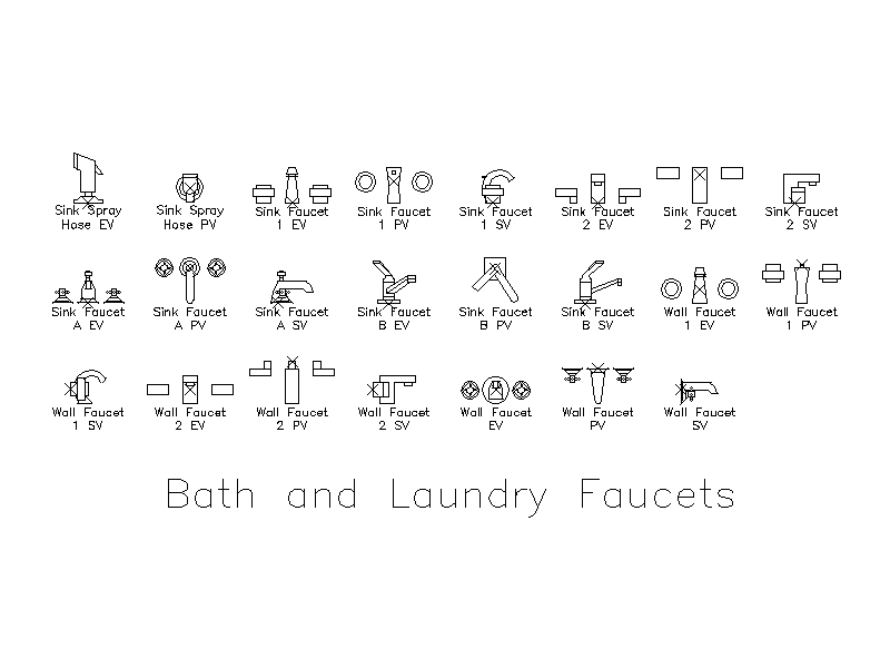 Bath and Laundry Faucets – free CAD block preview