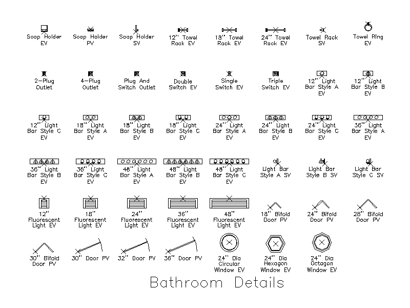 Bathroom Accessories and Details – free CAD block preview