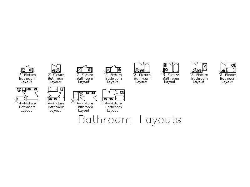 Bathroom Layouts - Plan – free CAD block preview