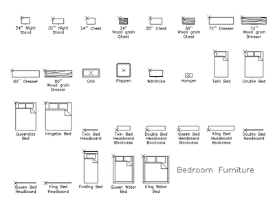 Bedroom Furniture - Plan CAD block preview