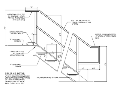 Bent Plate Stair Detail CAD block preview