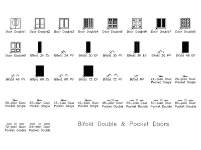 Bifold, Double and Pocket Doors CAD block preview