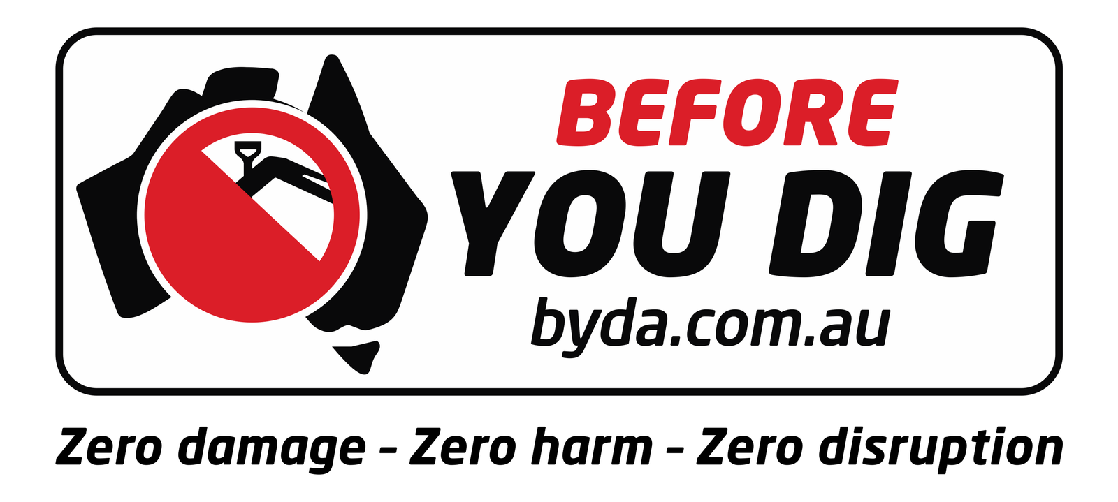 BYDA Before You Dig Australia Logo – free CAD block preview