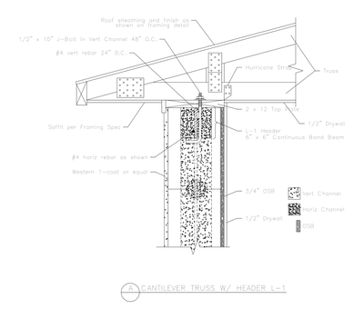 Cantilever Truss with Header L-1 CAD block preview