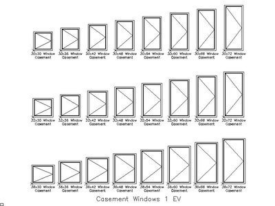 Casement Windows - Set 1 CAD block preview