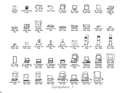 Computers and Peripherals CAD block preview