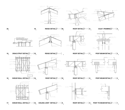 Construction Framing Details – Roof & Wall Framing CAD block preview