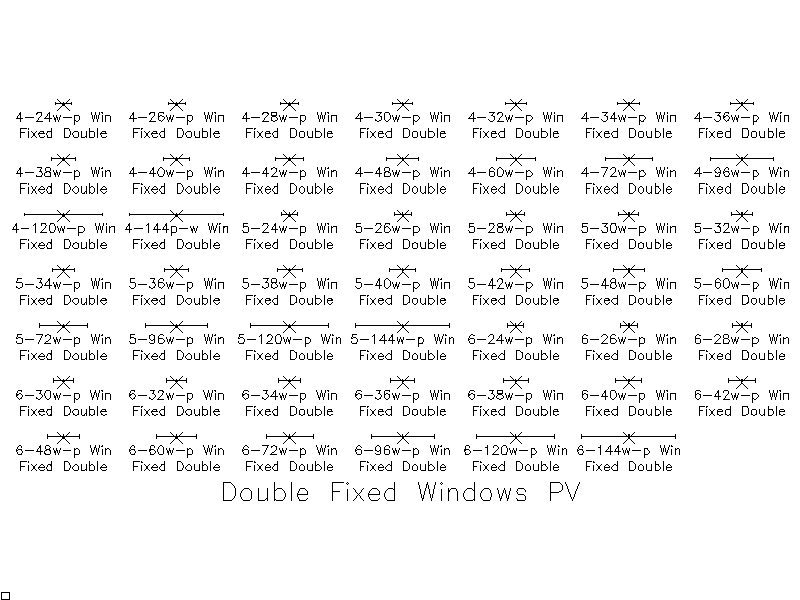 Double Fixed Windows - Plan – free CAD block preview