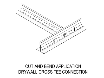 Drywall Grid - Cross Tee Connection (Cut and Bend) CAD block preview